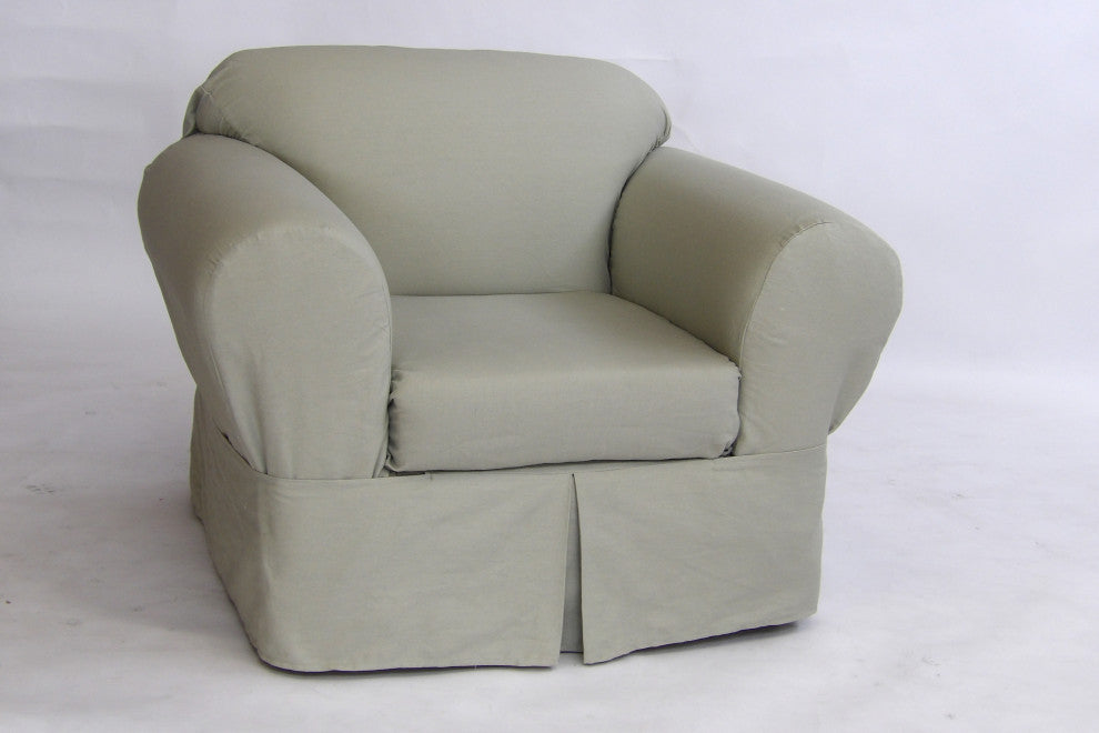 Classic Slipcover 2-Piece Twill Chair Slipcover Sage