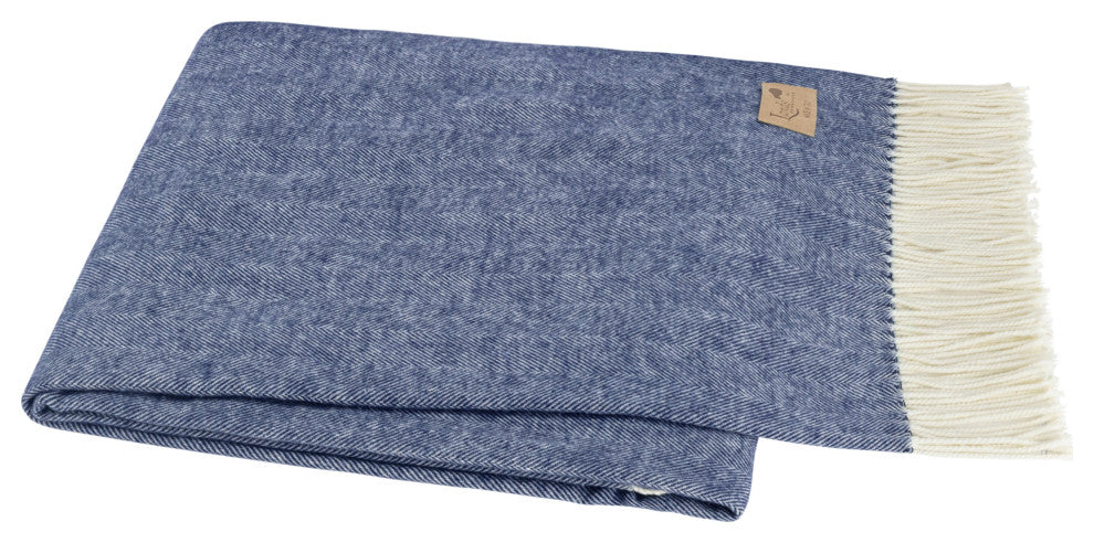 Italian Herringbone Throw, Indigo