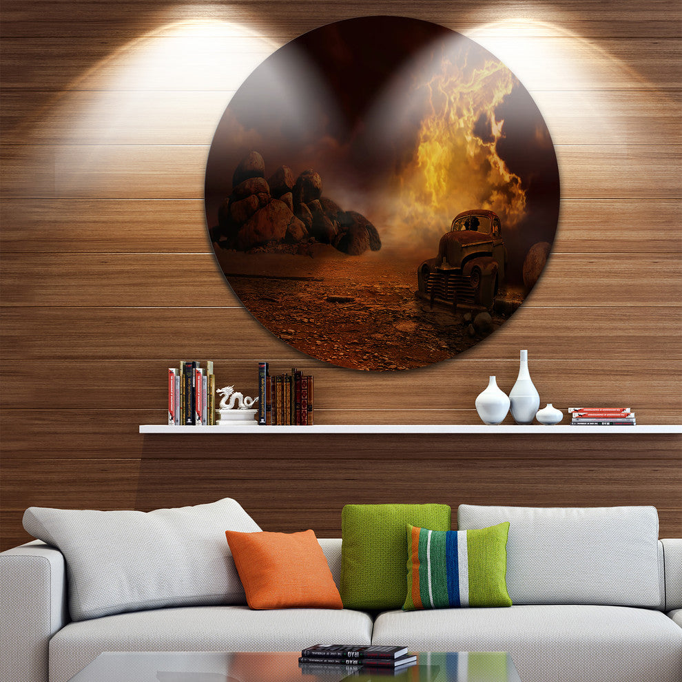 Everything To End, Abstract Digital Art Disc Metal Wall Art, 38"