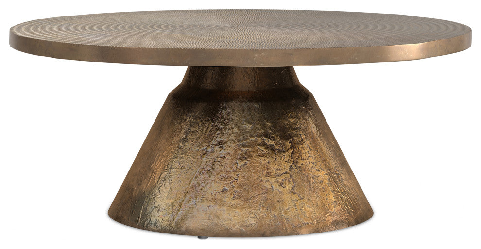 Michelle Cast Aluminum Coffee Table, Vintage Brass