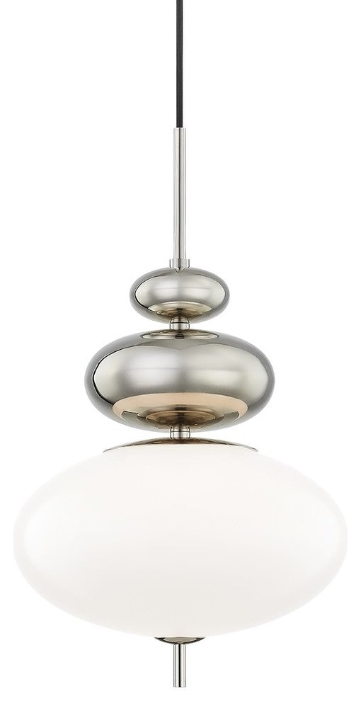 Elsie 1-Light Pendant Polished Nickel Finish Opal Glossy Glass