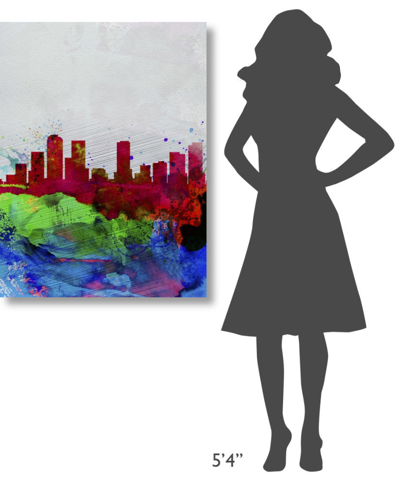 "Denver Watercolor Skyline" Fine Art Print