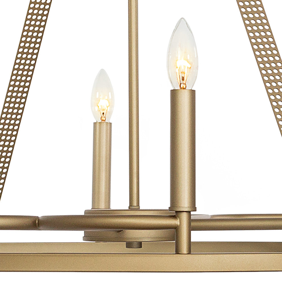 8 Light Wagon Wheel Candle Style Chandelier, Brass Dust