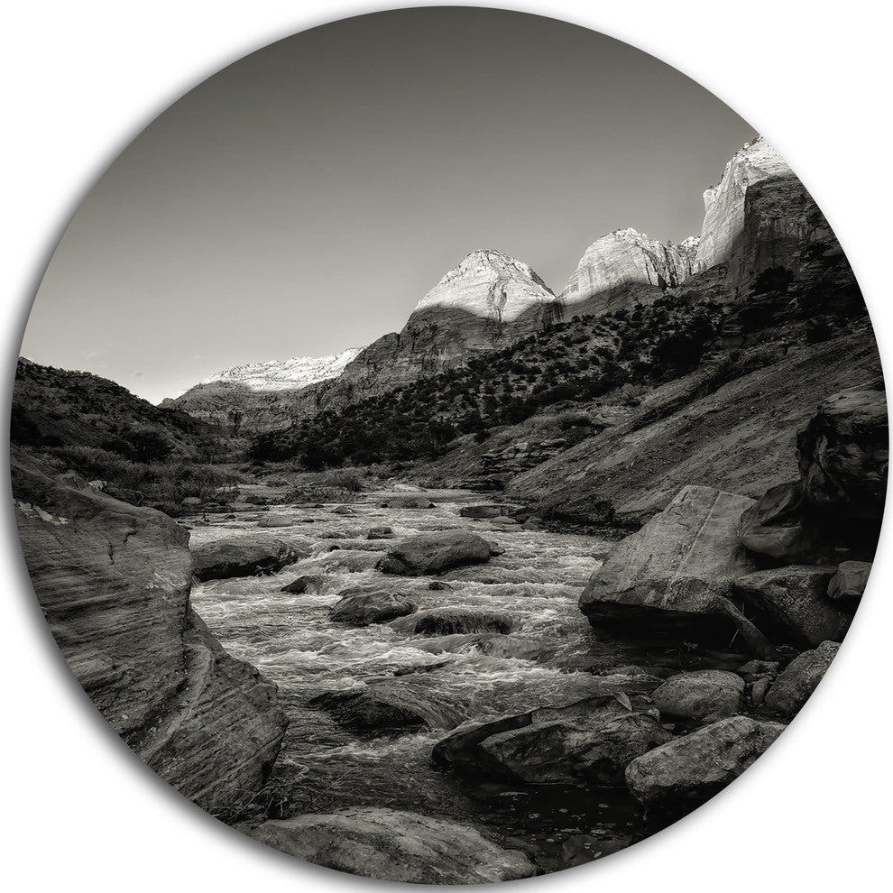 Dark Rapid Virgin River, Landscape Photography Round Wall Art, 38"