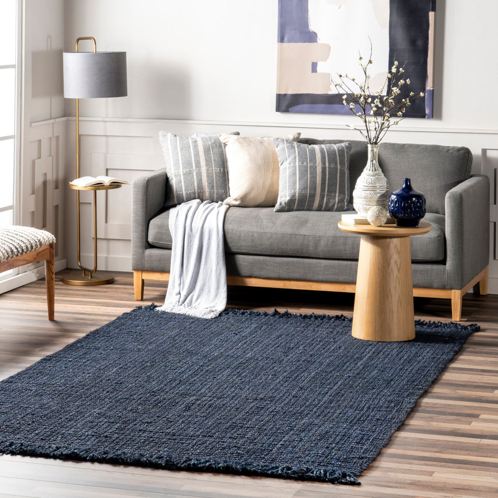Nuloom Hand Woven Maui Chunky Loop Rug, Navy 5'x7'6"