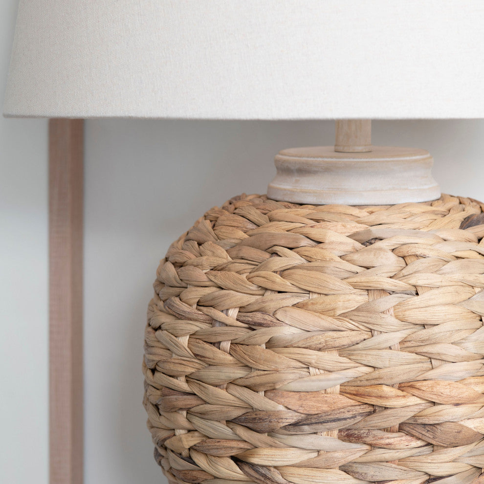 McKenna 3-Way Seagrass Table Lamp with Oat Linen Shade