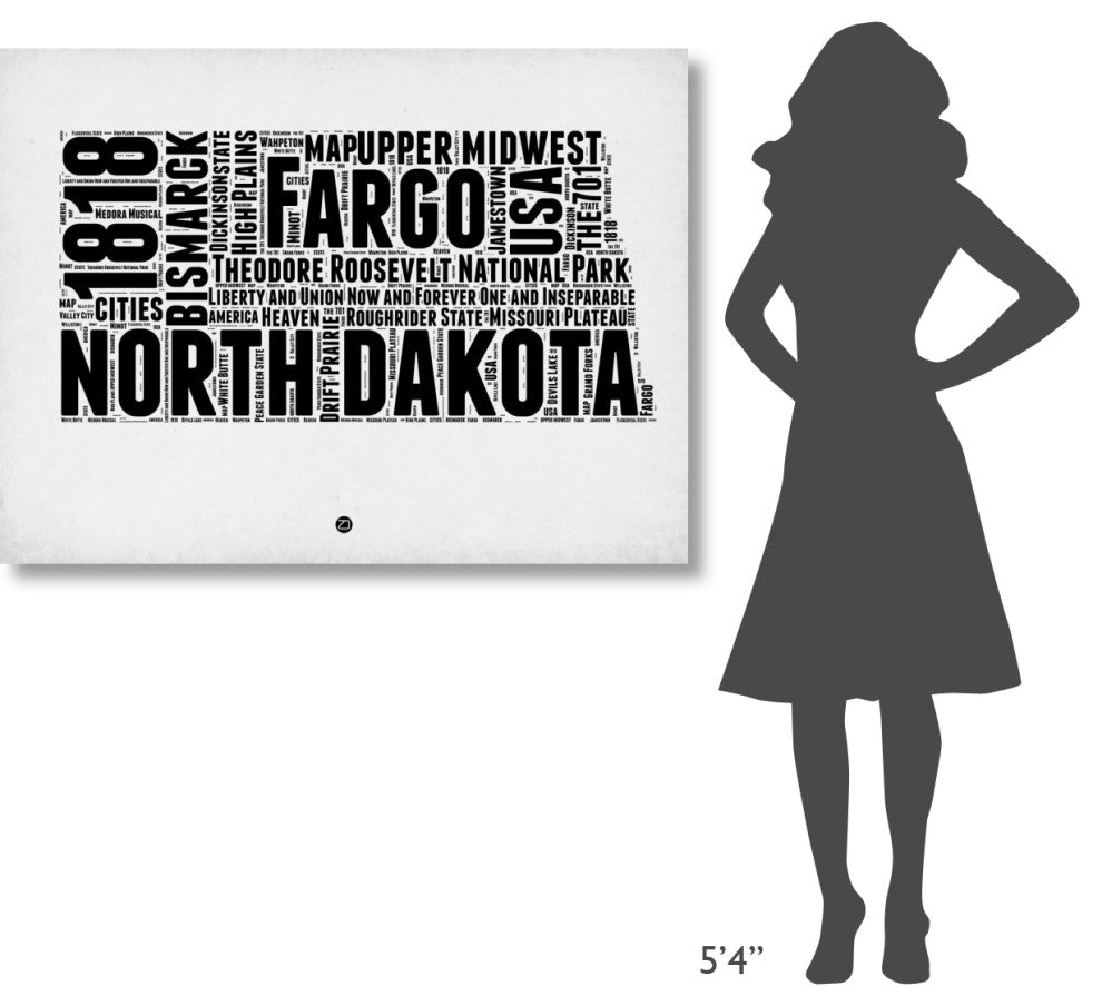 "North Dakota Word Cloud 2" Fine Art Print