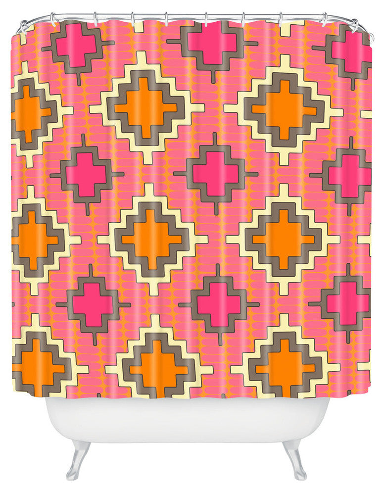 Sharon Turner Tangerine Kilim Shower Curtain