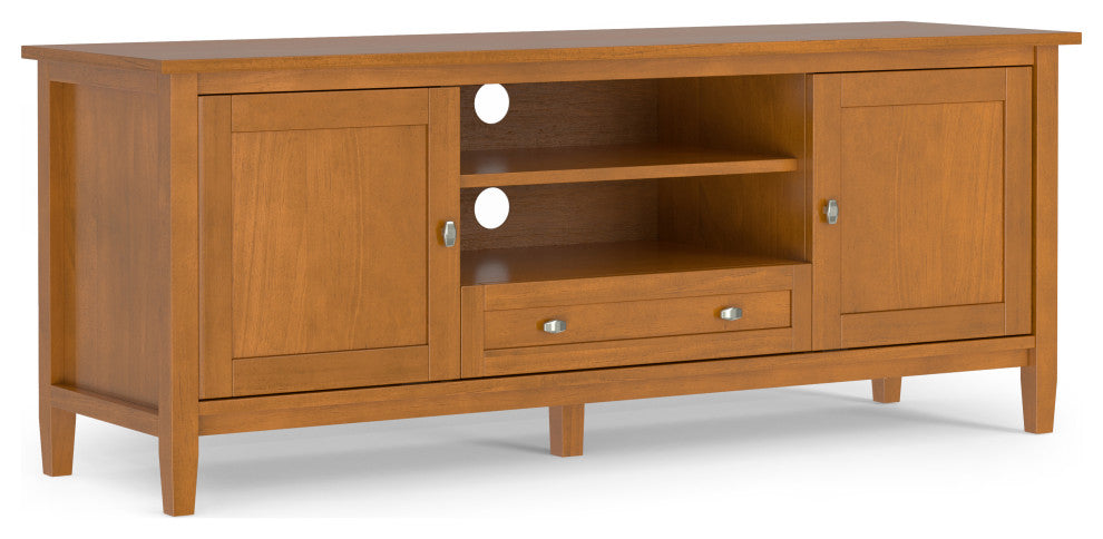 Warm Shaker Solid Wood 60" TV Media Stand, Light Golden Brown For TVs up to65"