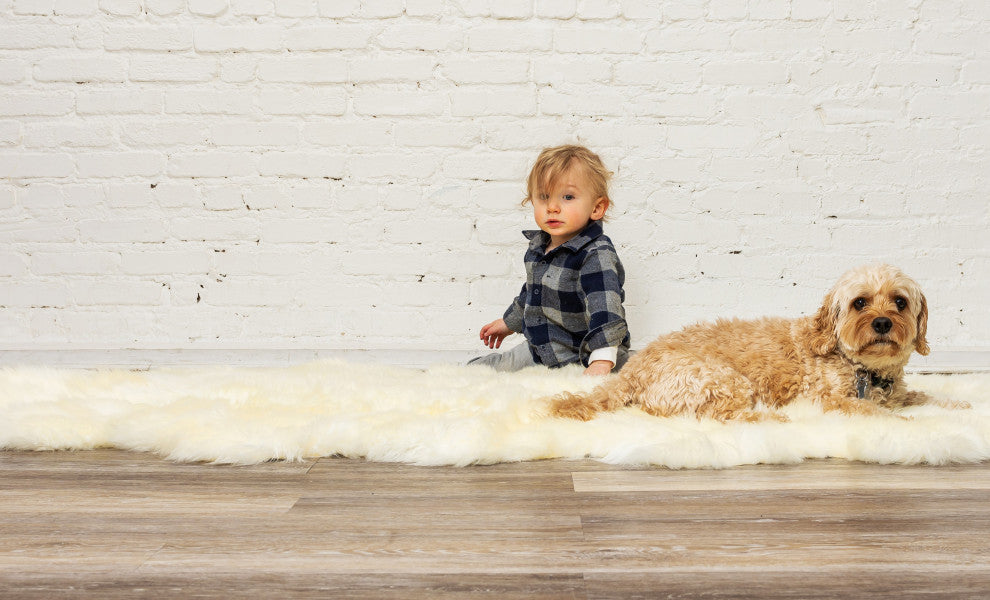 Natural 100% New Zealand Sheepskin Six Rug 5'x6', Natural