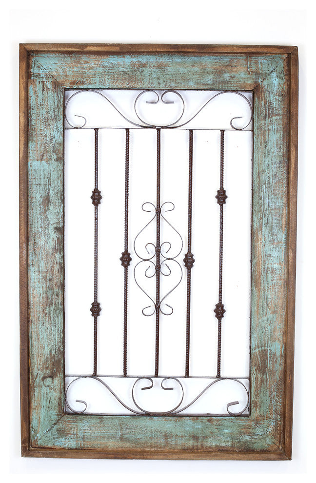 Spanish Wall Architectural Window-Farmhouse Decor, Turquoise, Large