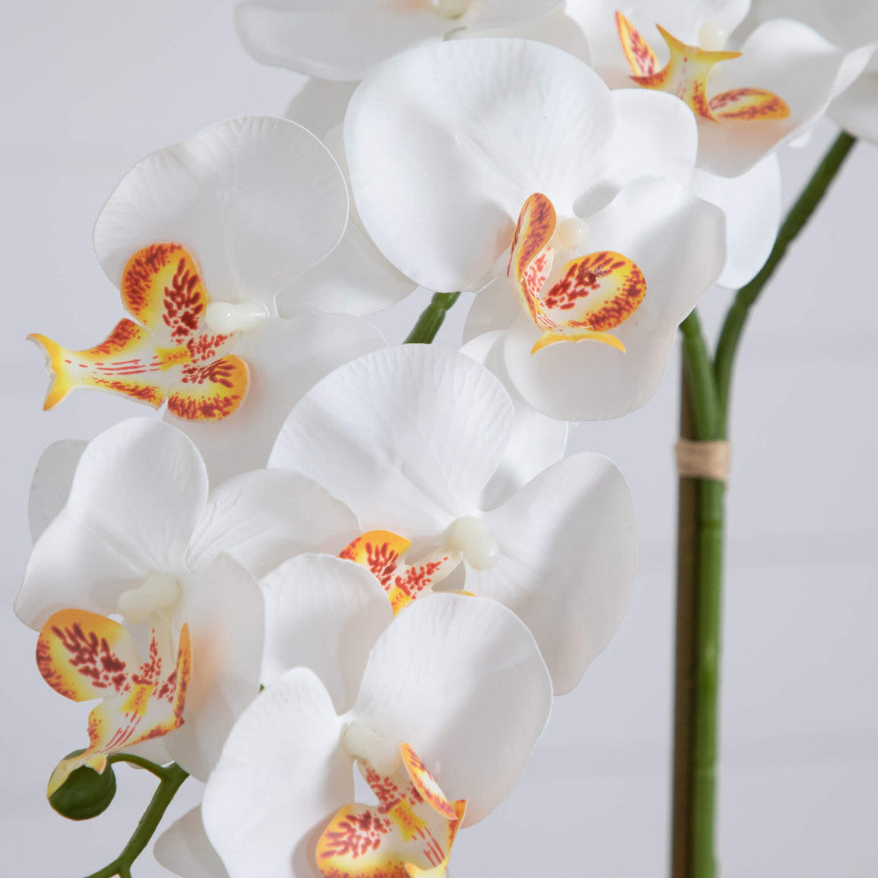 26in Faux Double Orchid Arrangement, Handmade Mexican Talavera Ceramic Planter