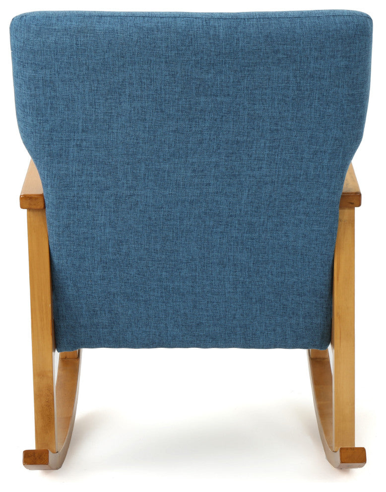 GDF Studio Hank Mid Century Modern Fabric Rocking Chair, Muted Blue