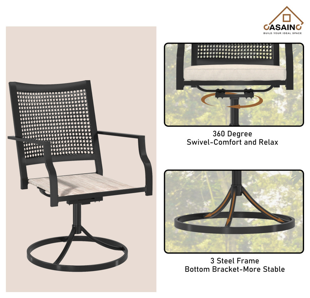 7 Piece Metal Frame Patio Dining Set, Aluminum Extendable Dining Table