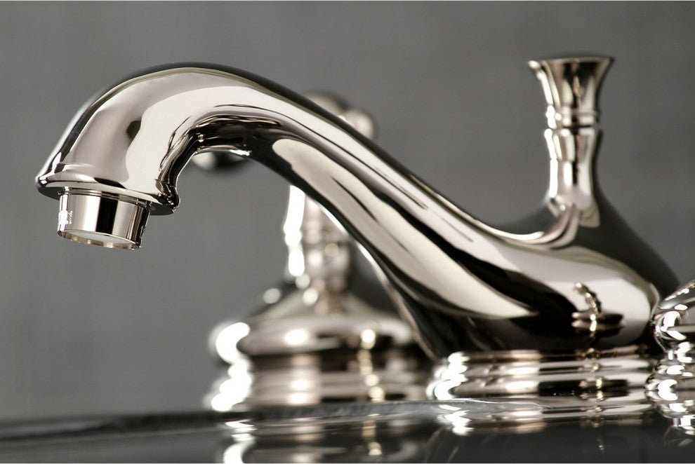 Kingston Brass Widespread Bathroom Faucet With Brass Pop-Up, Polished Nickel