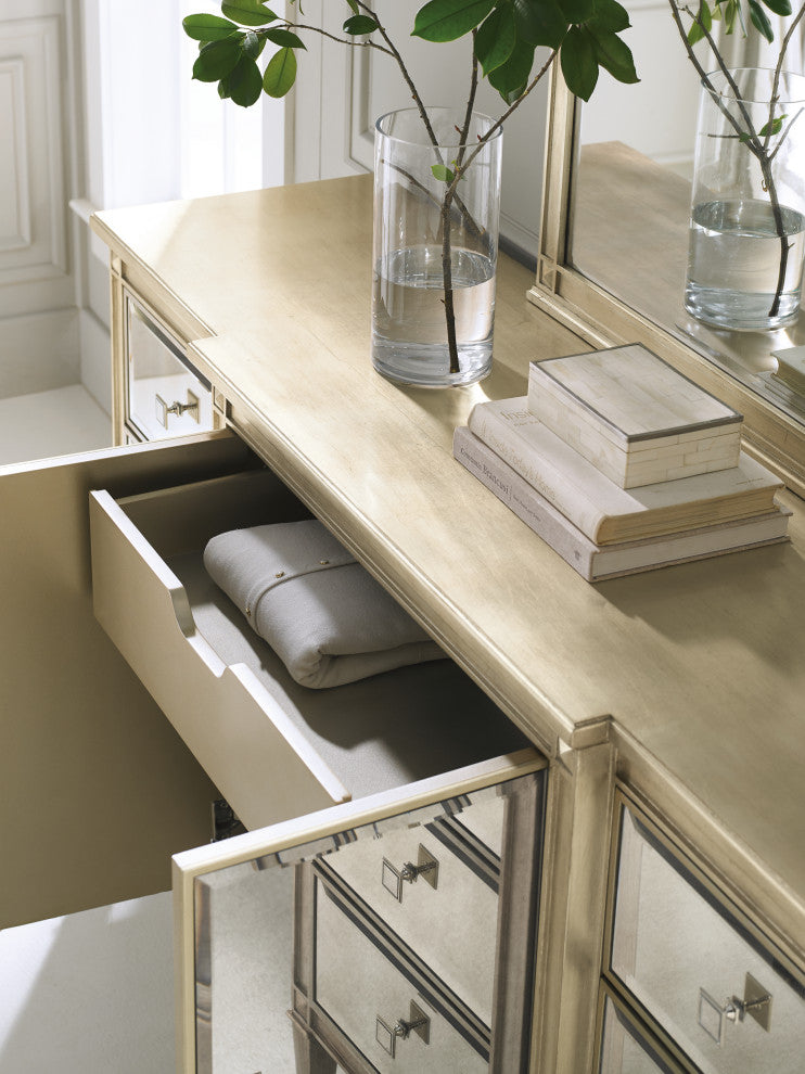 La-Dee-Dah, Silver Leaf And Antique Mirrored Dresser