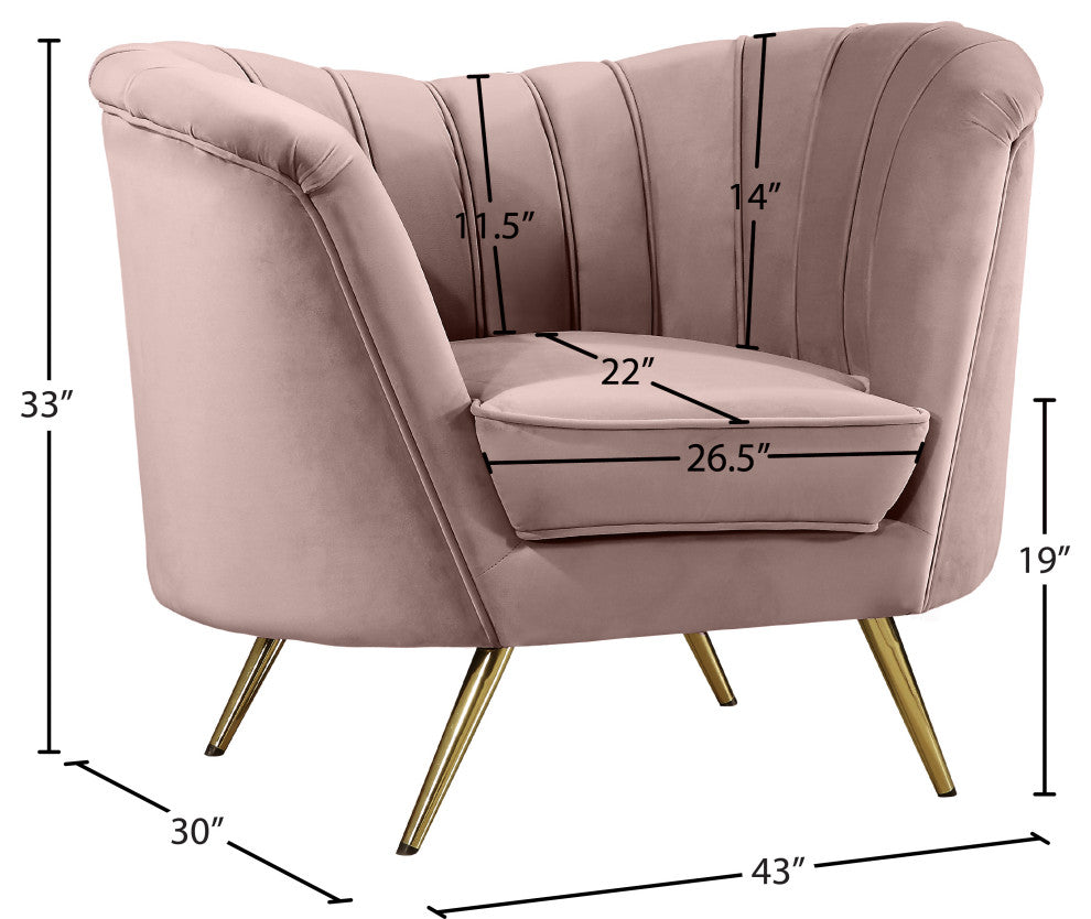 Margo Velvet Upholstered Set, Pink, Chair