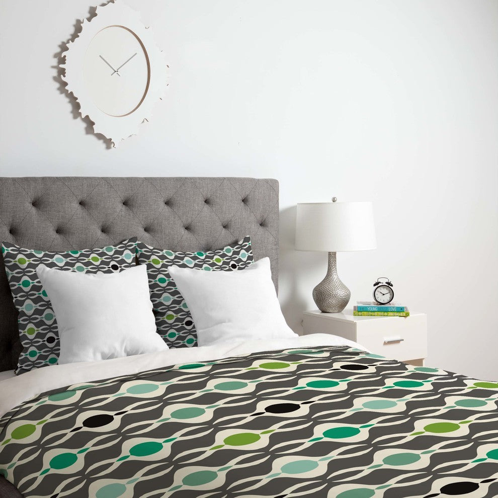 Deny Designs Karen Harris Coming Undone In Succulent Dark Duvet Cover - Lightwei
