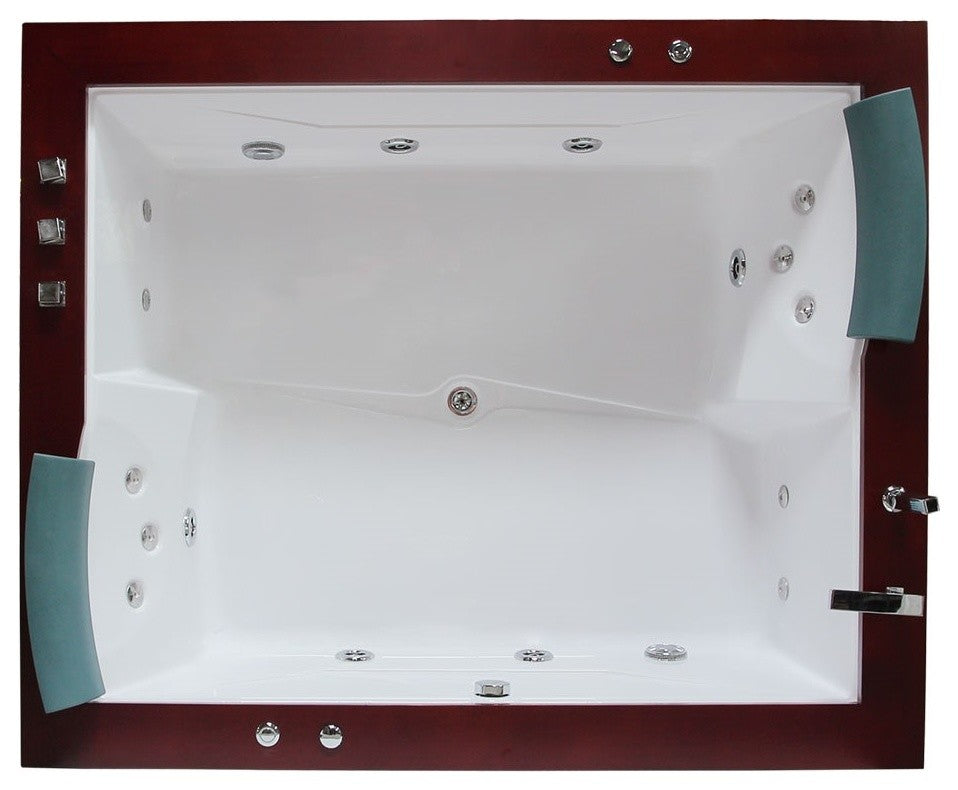 Freestanding Combination Air/Whirlpool With Solid Wood Accents
