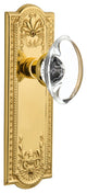 Meadows Plate Privacy Oval Clear Crystal Glass Knob, Polished Brass