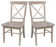 Set of Two X-Back Chairs, Washed Gray Taupe