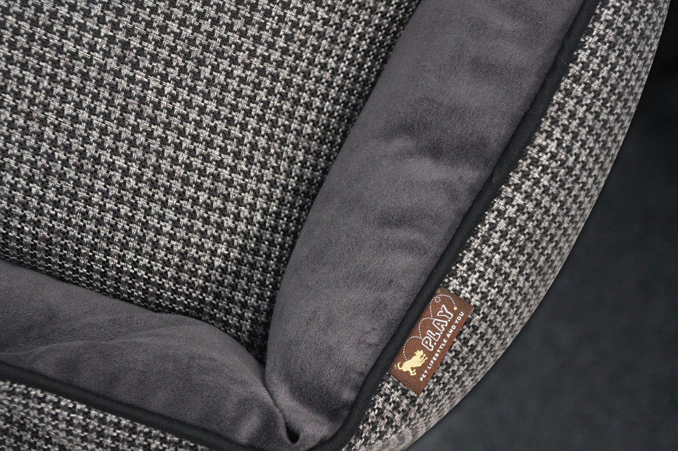 Lounge Bed Houndstooth, Black and Grey, Large