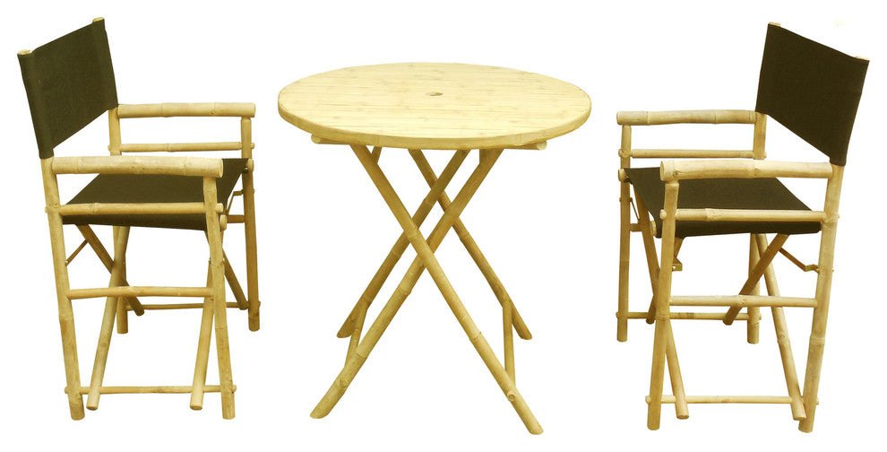 Director Round 3-Piece Table Set, Black