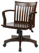 Espresso Wood Bankers Chair With Wooden Arms and Seat