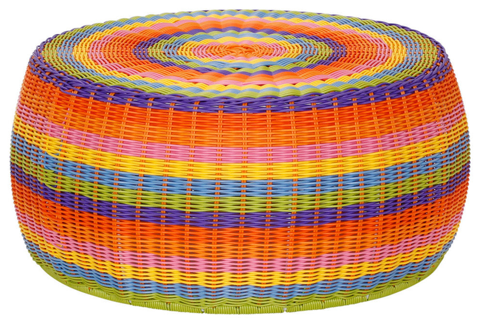 Handwoven Resin Storage Stool Ottoman