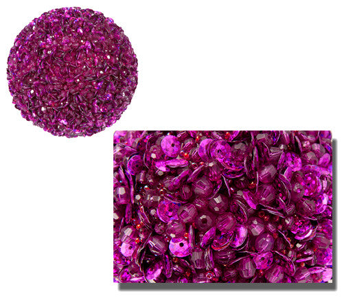Lavish Fuschia Pink Fully Sequined and Beaded Christmas Ball Ornament, 4.25"