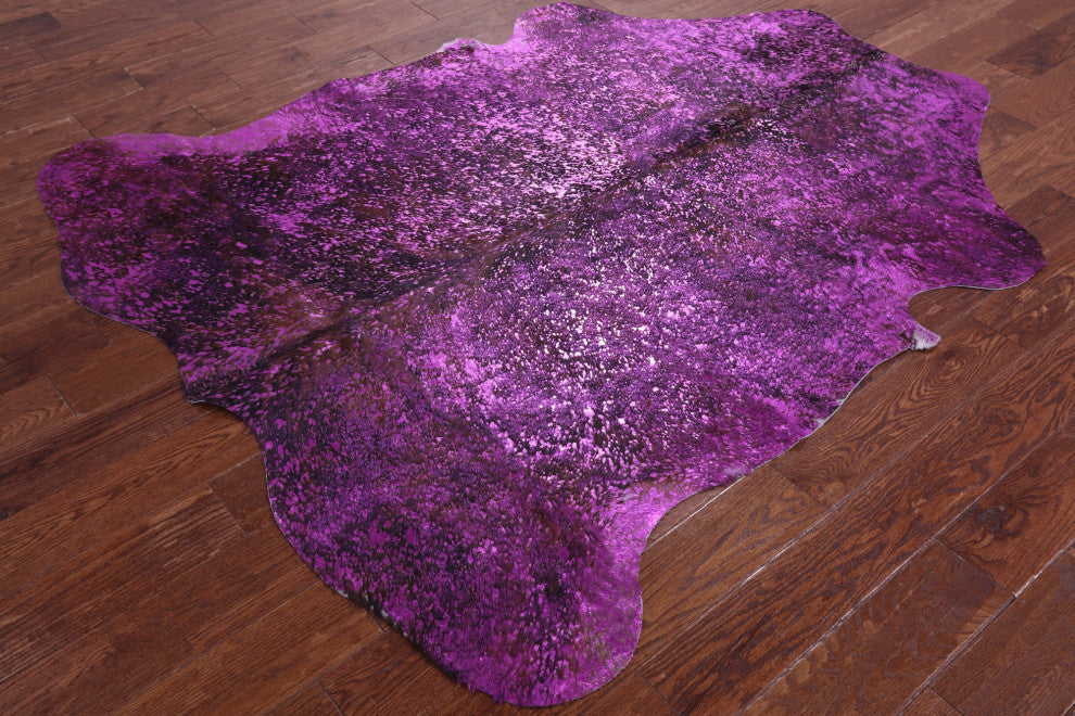 Pink Metallic Cowhide Rug 6' 4" X 5' 5" C2135