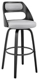 26" Gray and Black Faux Leather and Iron Swivel Counter Height Bar Chair