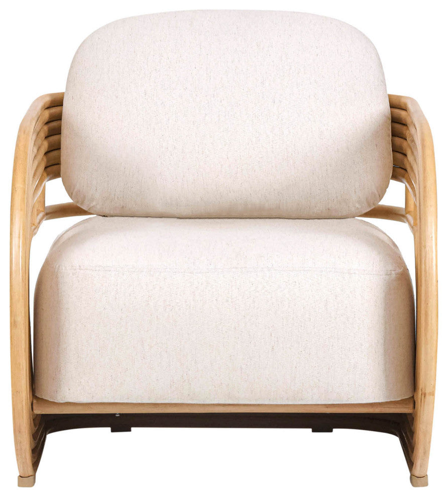 Lauretta Cream Fabric and Natural Rattan Accent Chair