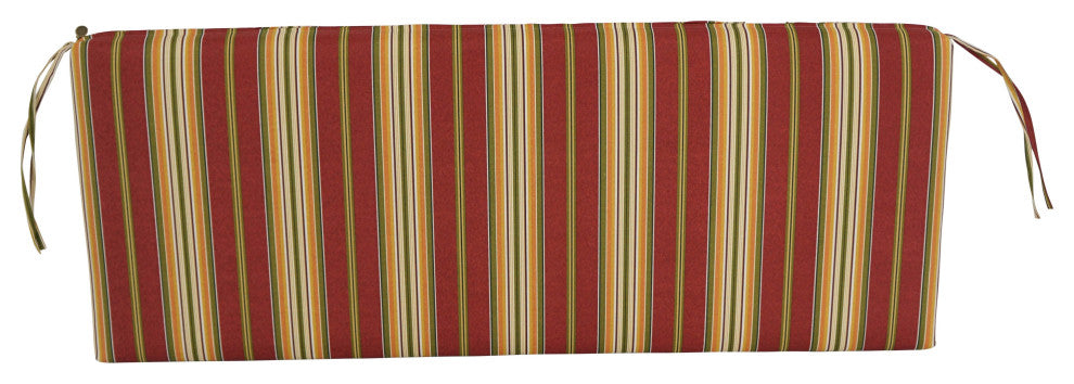 54"X19" Patterned Outdoor Spun Polyester Bench Cushion, Kingsley Stripe Ruby