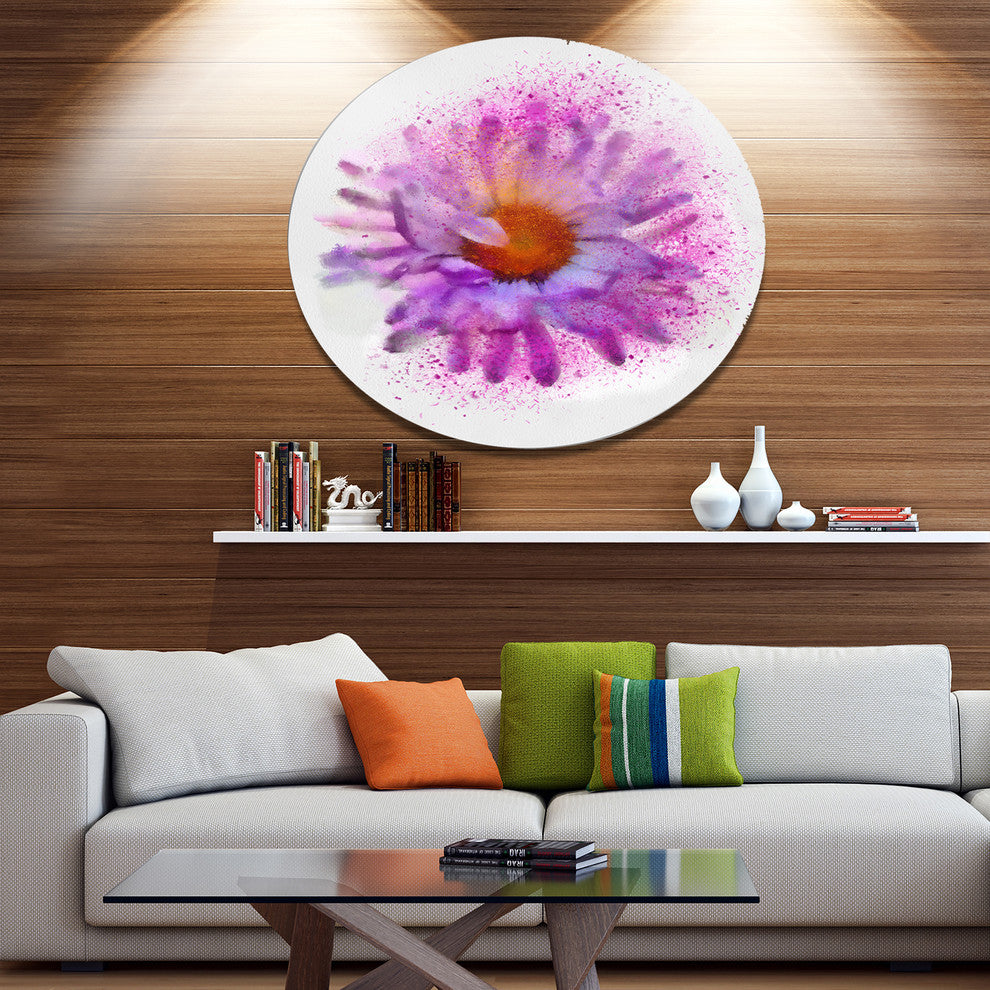 Purple Watercolor Flower, Floral Round Wall Art, 36"