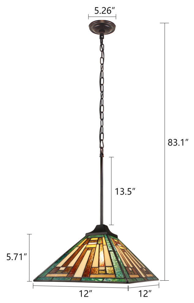 Firman Tiffany 1-Light Mission Ceiling Pendant 12" Shade