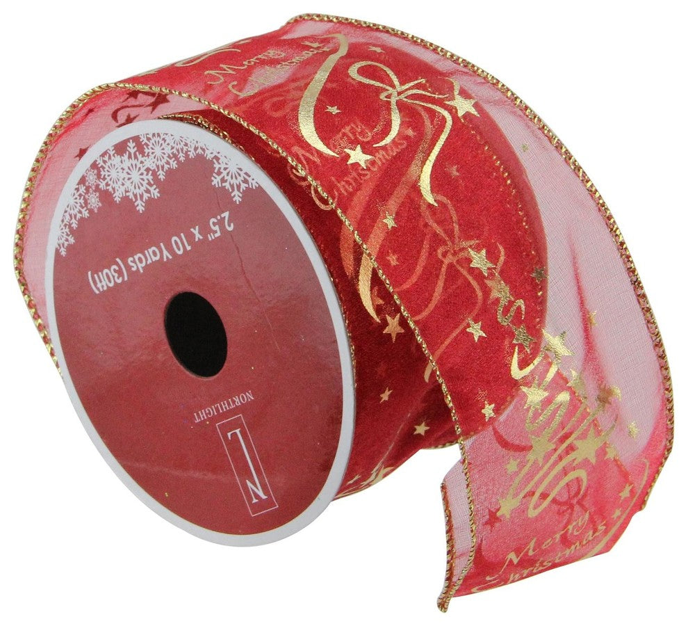 "Merry Christmas" Wired Christmas Craft Ribbon