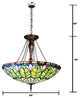 LOTUS Tiffany-Style Geometric Stained Glass Inverted Ceiling Pendant, 28"