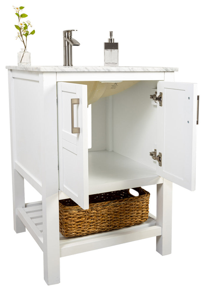 Sophia 24" Single Sink Bathroom Vanity Set, White, 24"