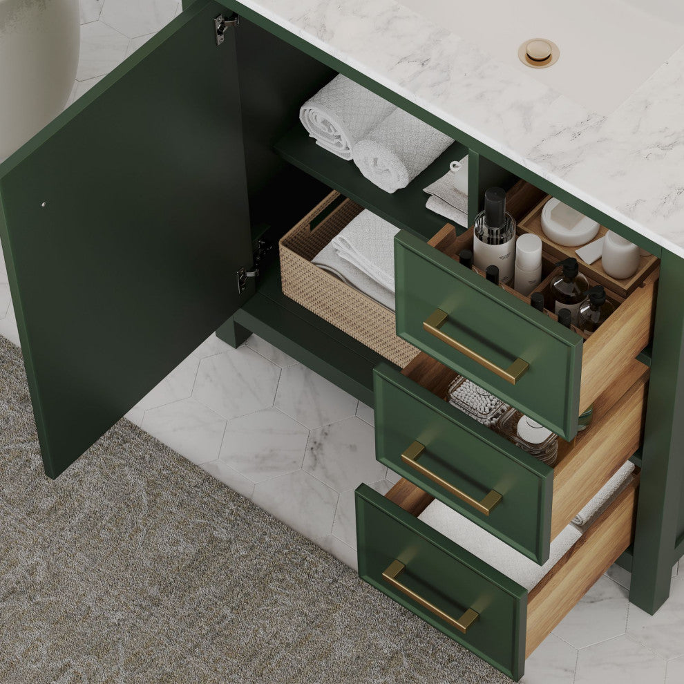The Woodruff Bathroom Vanity, Single Sink, 36", Vogue Green, Freestanding