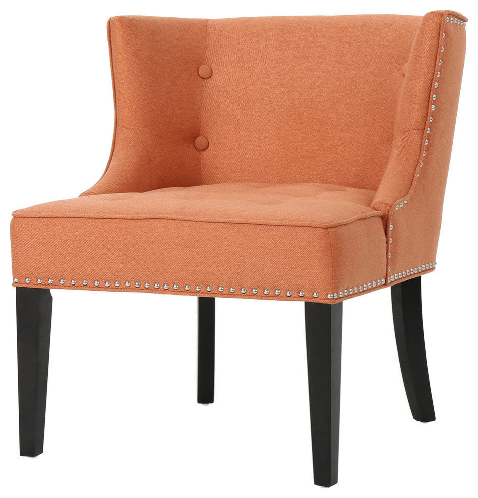 GDF Studio Adelina Contemporary Upholstered Accent Chair with Nailhead Trim, Orange