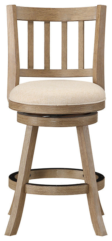 24" Sheldon Counter Stool, Driftwood Gray Wire-brush and Ivory