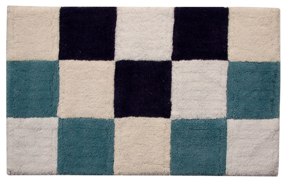 Bath Rug Cotton, 2 Piece, 34"x21" and 36"x24", Multi Blue, GSF 195, Dice