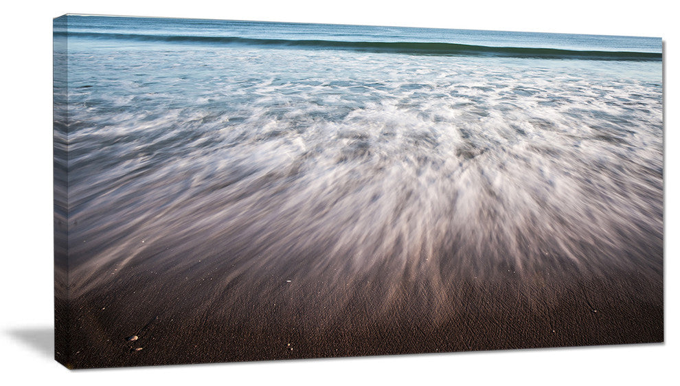 "Ocean Beach Water Motion" Seashore Canvas Wall Art, 40"x20"