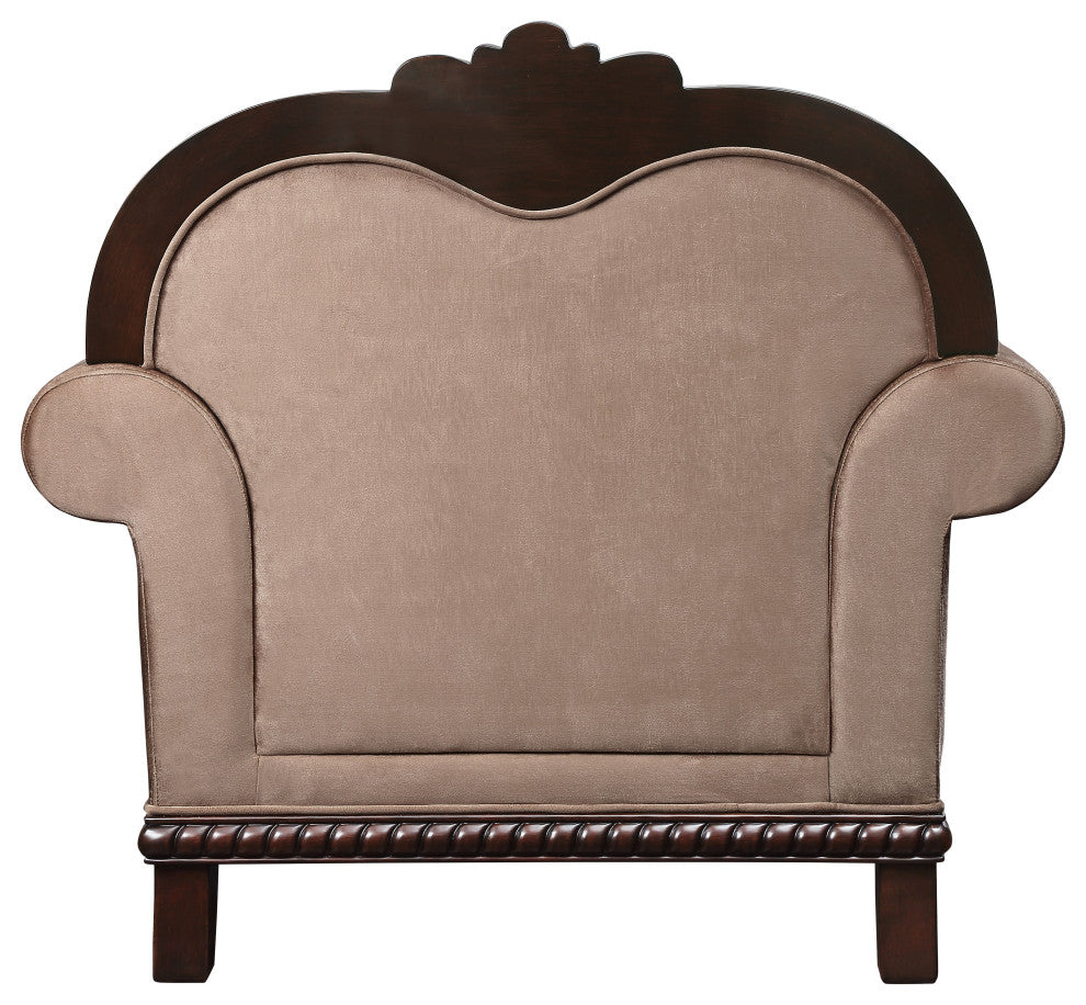 Chateau De Ville Chair With Pillow, Fabric and Espresso