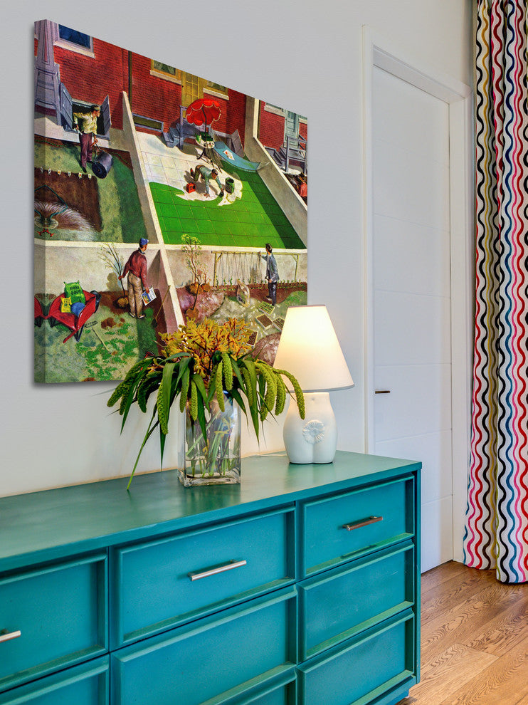 "Painting the Patio Green" Print on Canvas by Thornton Utz