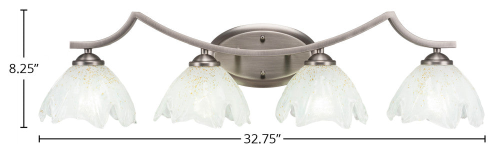 Zilo 4 Light Bath Bar, Graphite Finish, 7" Gold Ice Glass