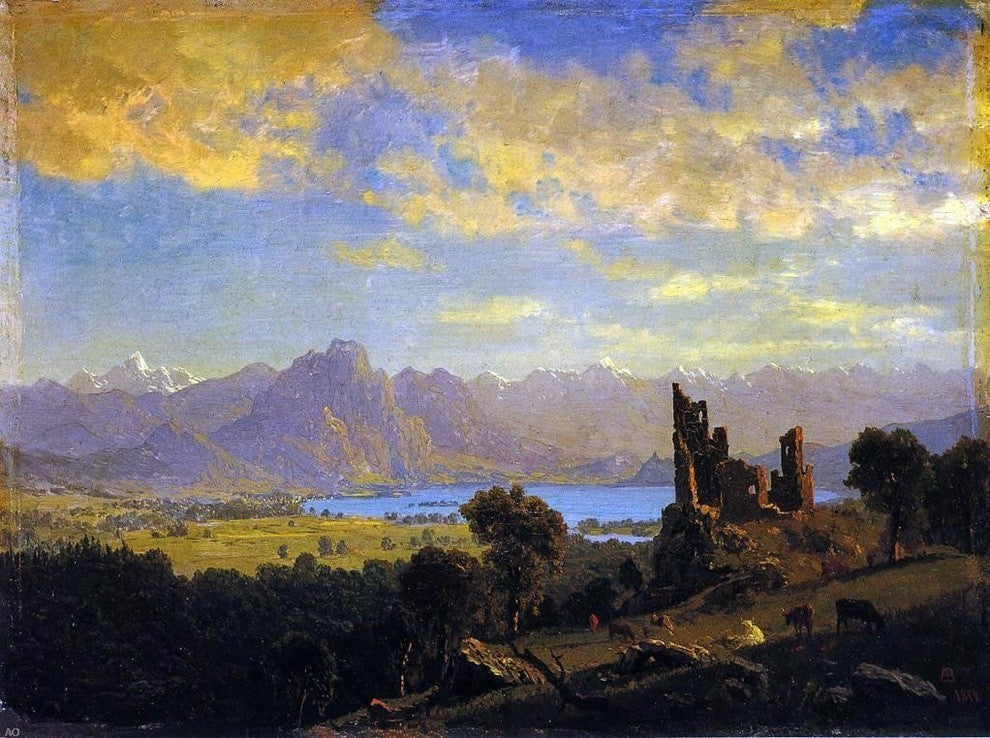 Albert Bierstadt Scene in the Tyrol Premium Canvas Print