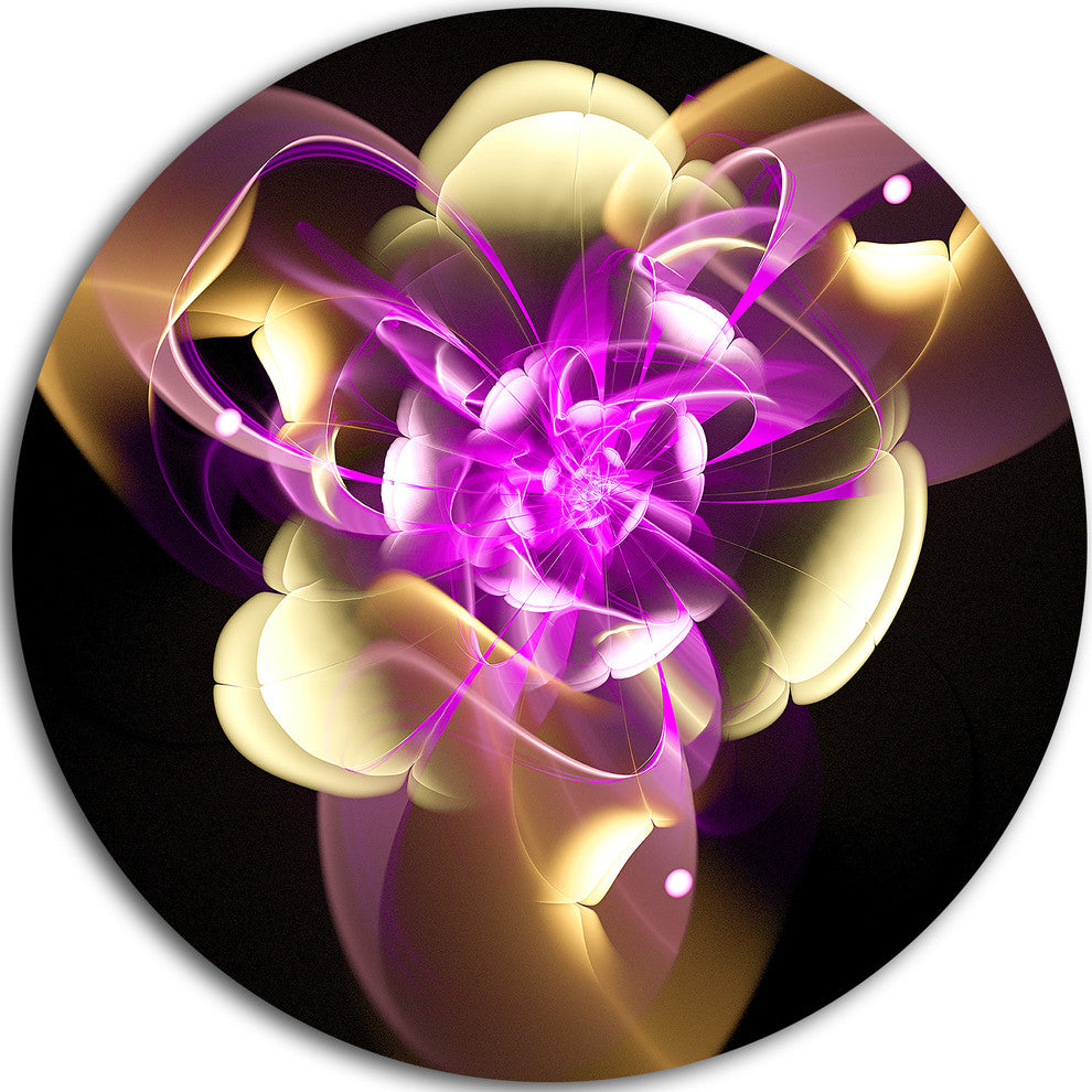 Purple And Golden Fractal Flower Design, Abstract Disc Artwork, 11"