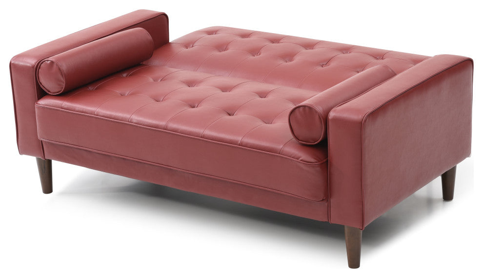 Navi Sleeper Love Seat, Red Faux Leather